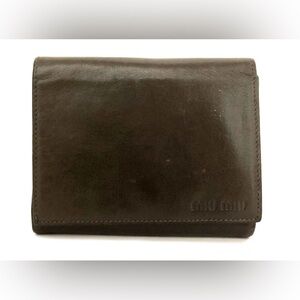 Miu Miu Dark Brown Leather Trifold Wallet
